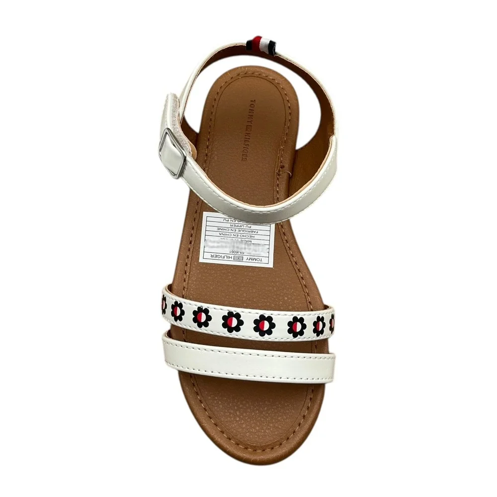 Tommy Hilfiger Youth Girls Slip-on Casual Sandals Size 1Y White‎ Floral Strap